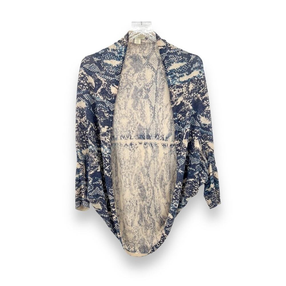 White + Warren linen blend cocoon snakeskin print lightweight cardigan sweater S